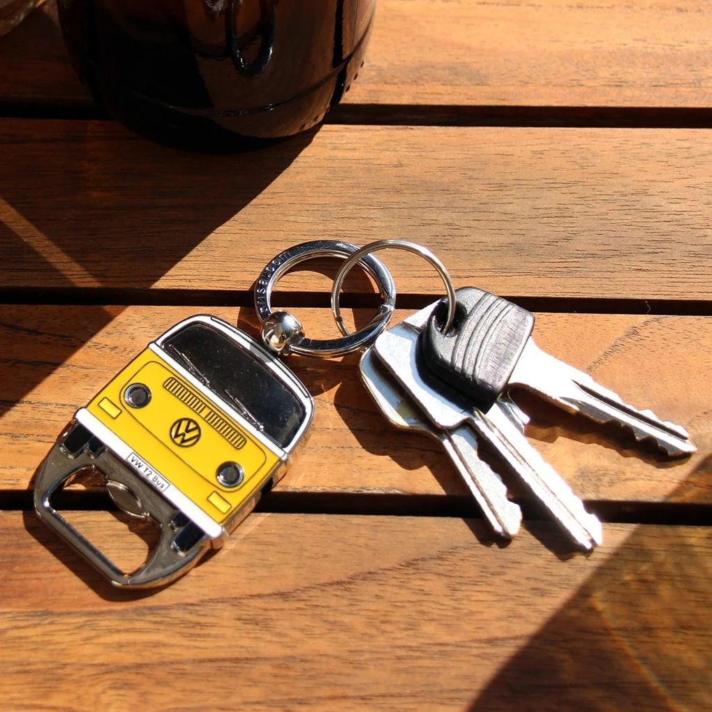 Volkswagen T2 Schlüsselanhänger mit Flaschenöffner, gelb