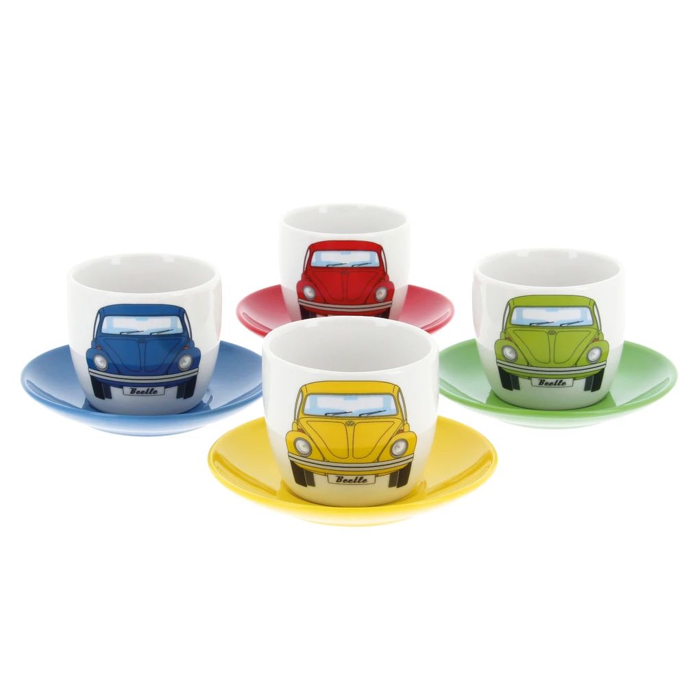 Volkswagen Käfer Espresso Tassen 4er Set in Geschenkbox