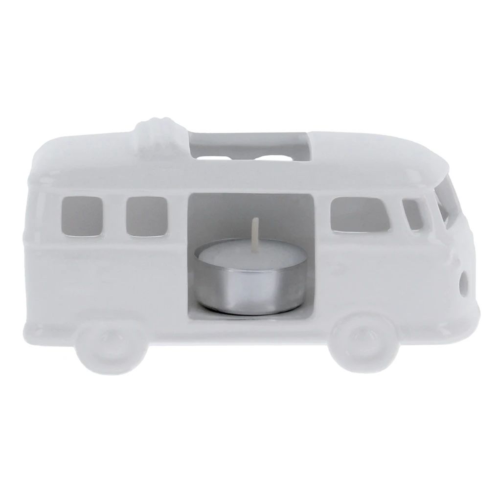 Volkswagen T1 Bus Keramik Teelichthalter Weiß in Geschenkbox
