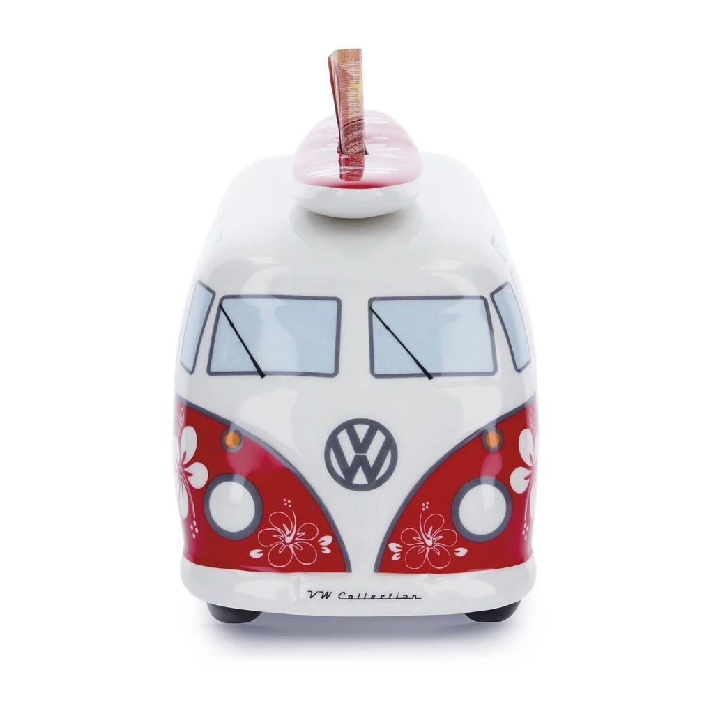 Volkswagen T1 Bus Spardose (1:18) mit Surfbrett - Hibiskus