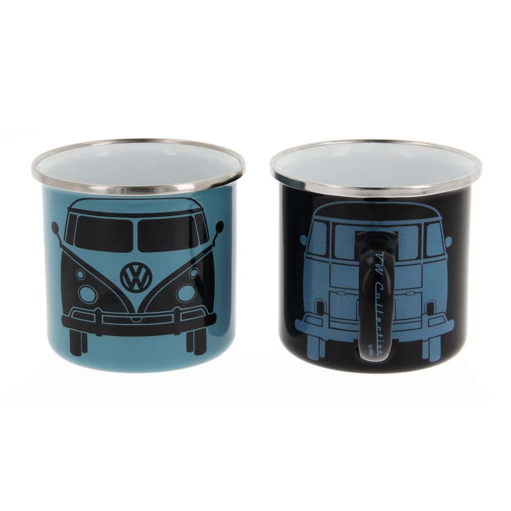 Volkswagen T1 Bus Tasse 2er Set, 350 ml in Geschenkbox - Schwarz/Petrol