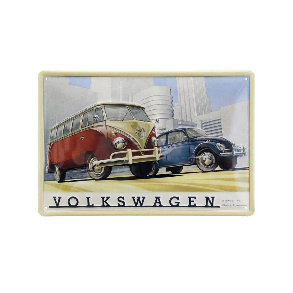 Volkswagen Käfer Blechschild mit hochwertigem Prägedruck