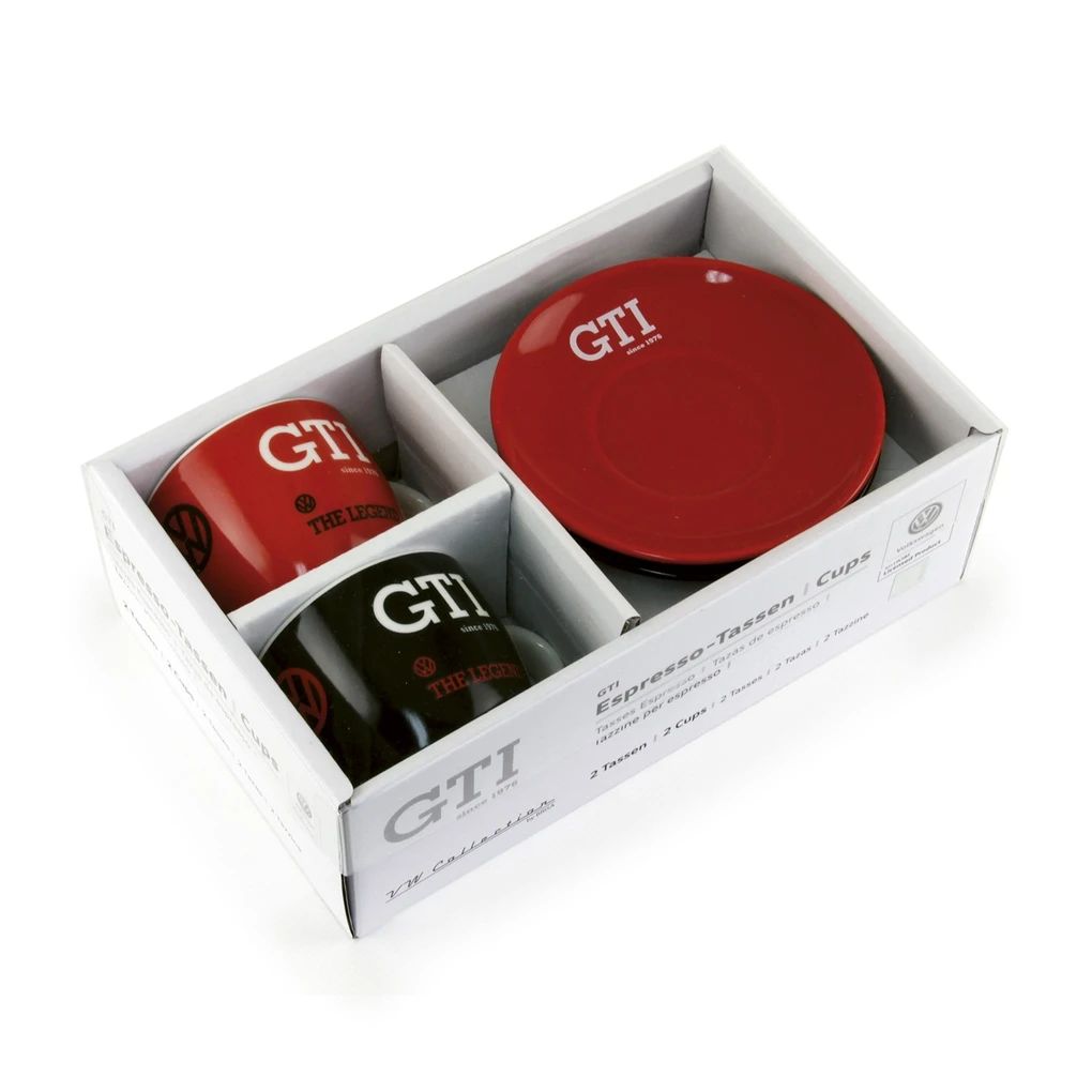Volkswagen GTI Espressotassen-Set, rot/schwarz
