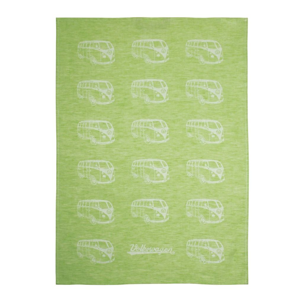 Volkswagen T1 Bus Geschirrtuch 2er Set - Bulliparade, Türkis und Grün