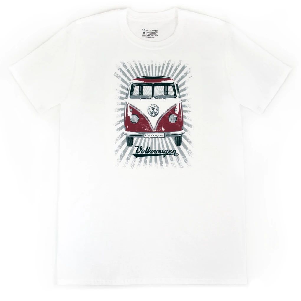 Volkswagen Bulli T1 Herren T-Shirt - STRAHLEN/ROT/WEISS