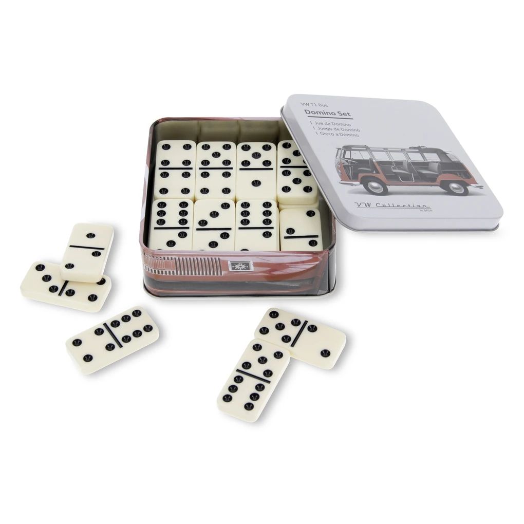 Volkswagen Bulli Domino-Set in Metalldose