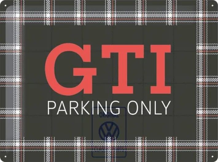 Volkswagen Classic Parts GTI Parking Only Schild im Karomuster