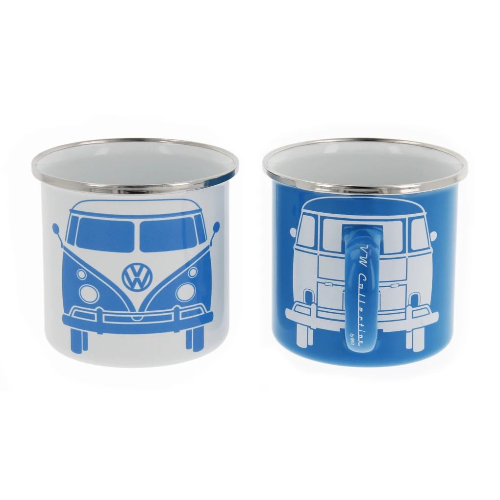 Volkswagen T1 Bus Tasse 2er Set, 350 ml in Geschenkbox - Weiß/Blau