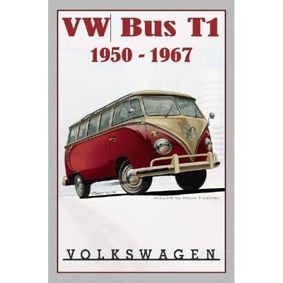 Volkswagen T1 Blechschild mit hochwertigem Prägedruck