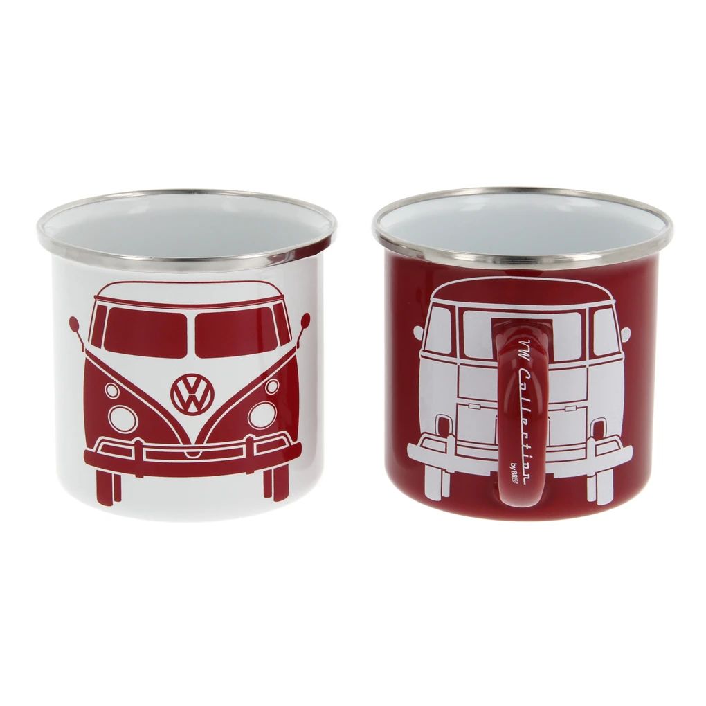 Volkswagen T1 Bus Tasse 2er Set, 350 ml in Geschenkbox - Weiß/Rot