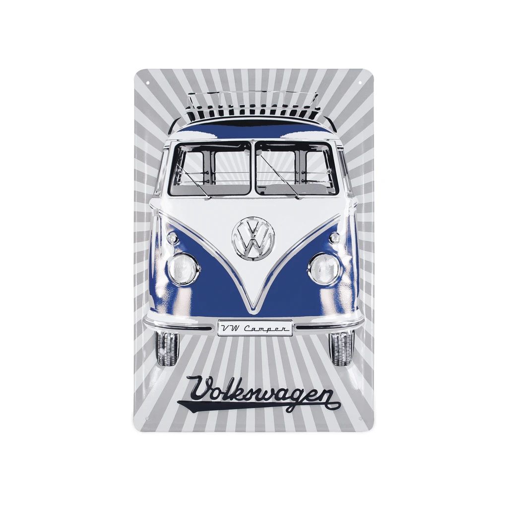 Volkswagen Bulli Blechschild - Front/Blau