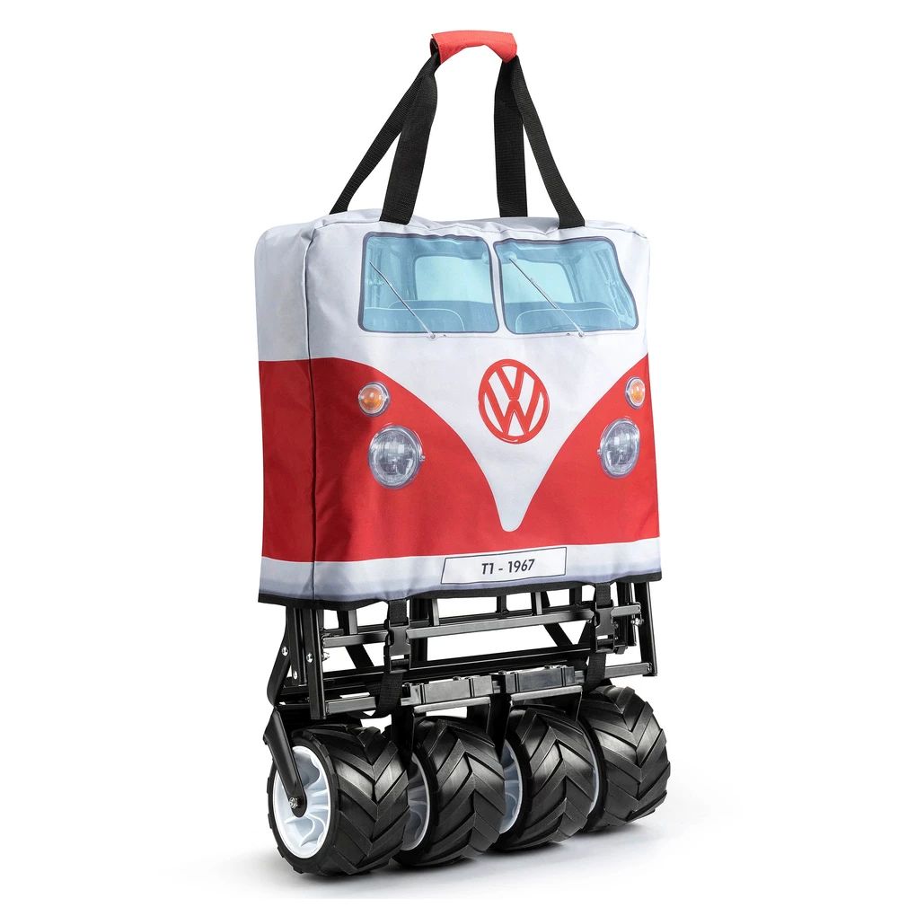 Volkswagen T1 Bus faltbarer Bollerwagen - Rot/Weiß