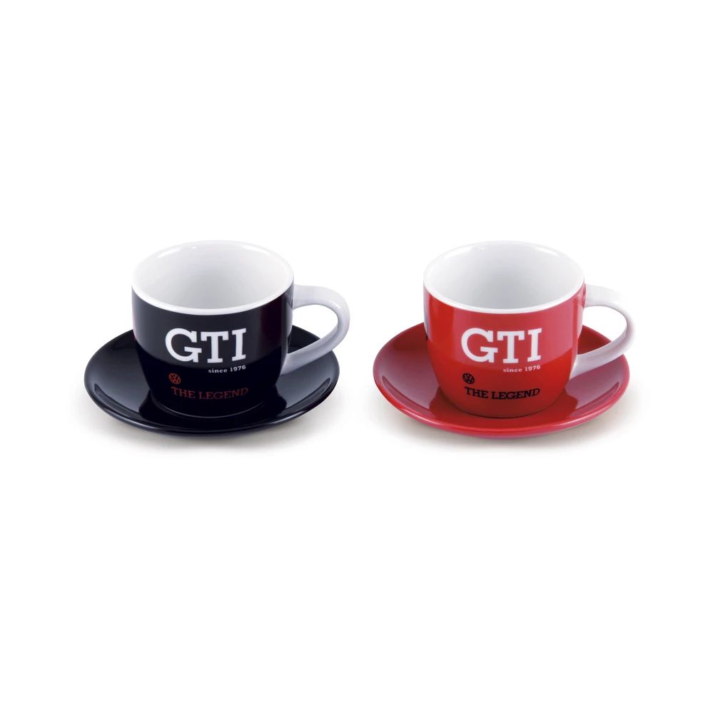 Volkswagen GTI Espressotassen-Set, rot/schwarz