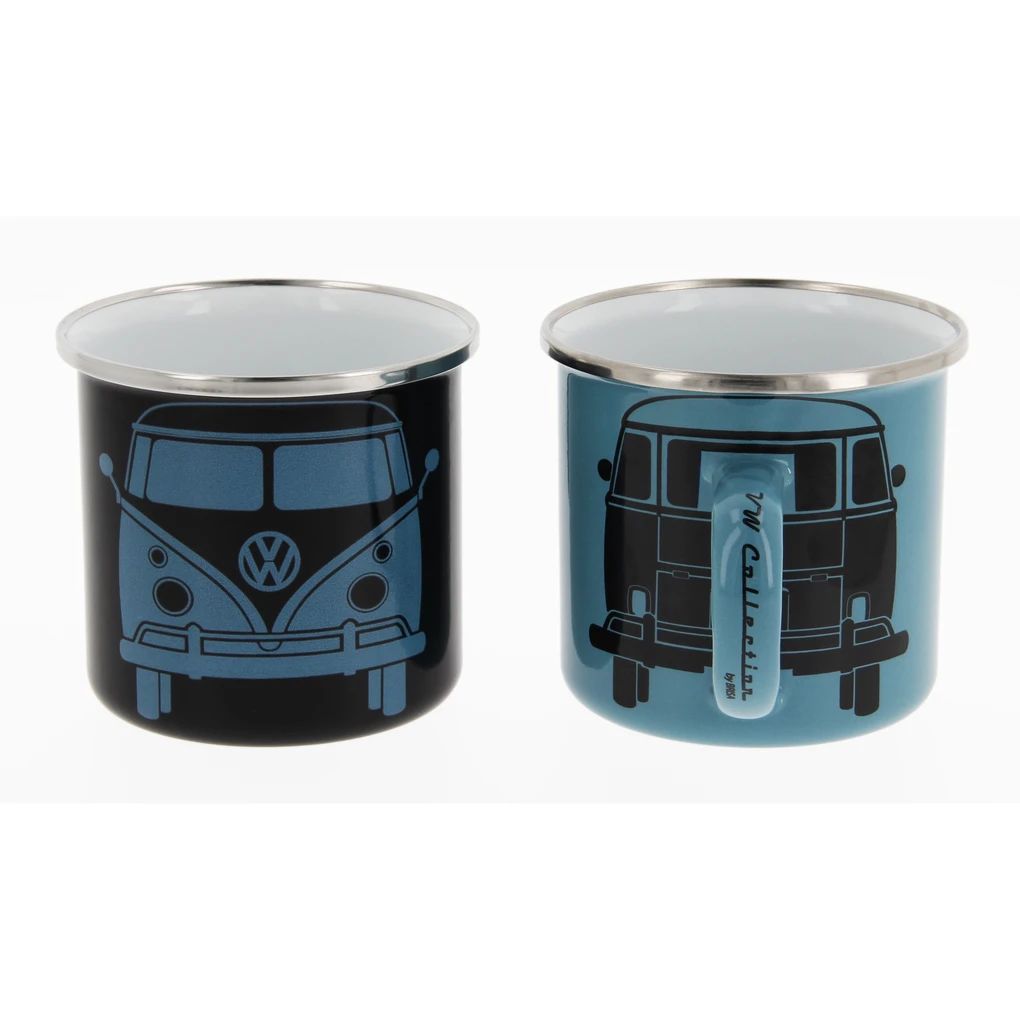 Volkswagen T1 Bus Tasse 2er Set, 350 ml in Geschenkbox - Schwarz/Petrol