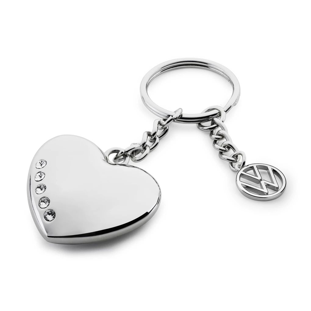 Volkswagen Schlüsselanhänger, Herz, Heritage, silber