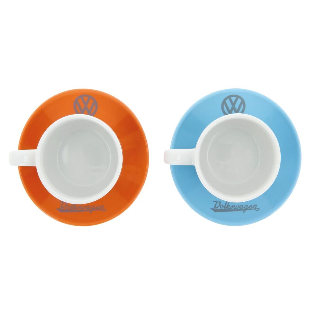 Volkswagen Beetle Espresso Tassen 2er Set 100ml Orange & Blau