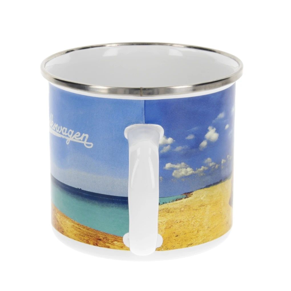 Volkswagen Bulli Kaffeebecher aus Emaille 500ml, Beachlife