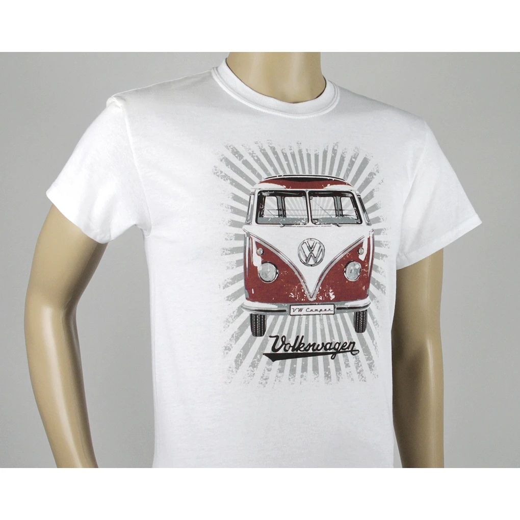 Volkswagen Bulli T1 Herren T-Shirt - STRAHLEN/ROT/WEISS
