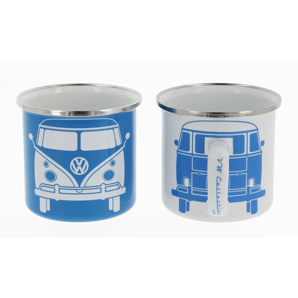Volkswagen T1 Bus Tasse 2er Set, 350 ml in Geschenkbox - Weiß/Blau