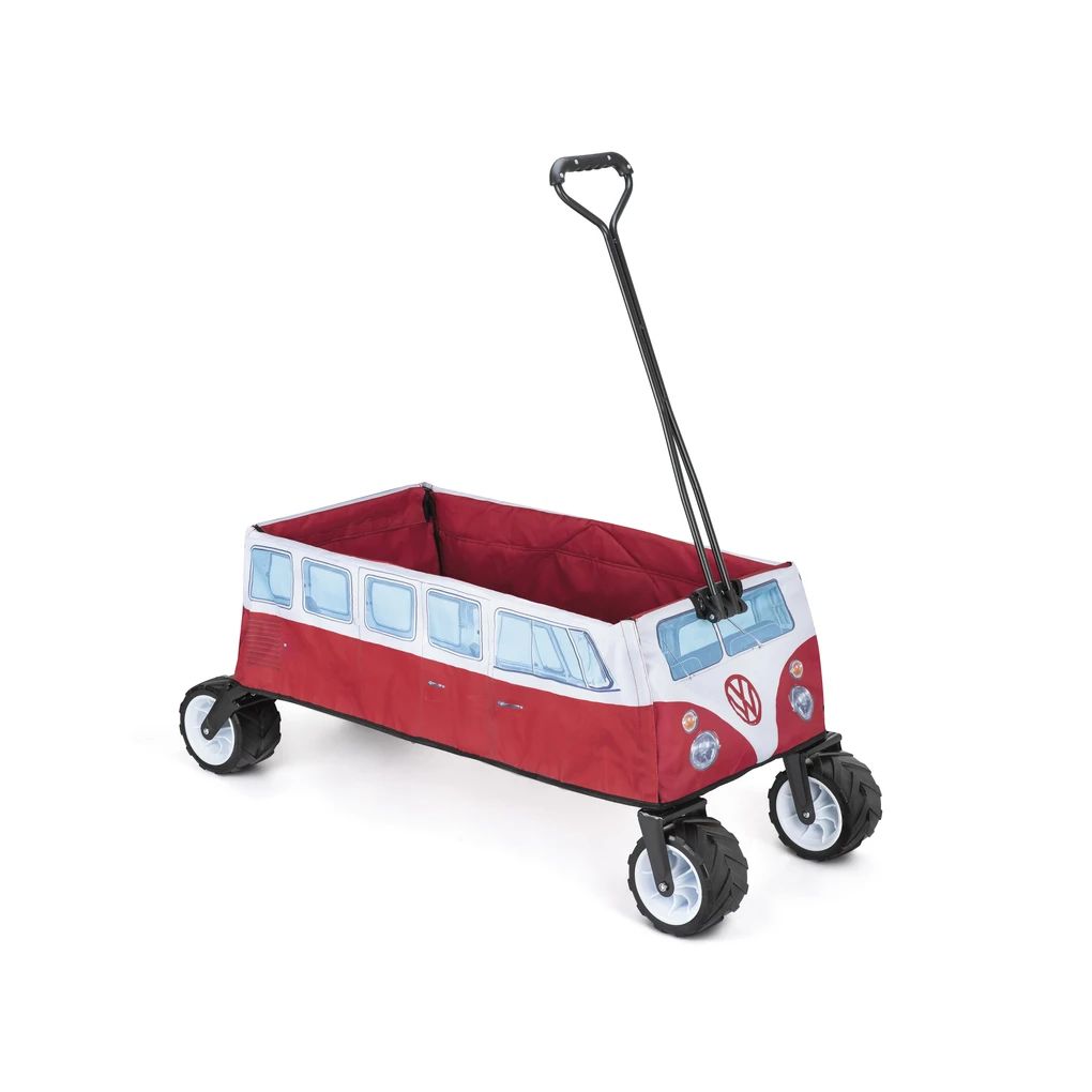 Volkswagen T1 Bus faltbarer Bollerwagen - Rot/Weiß