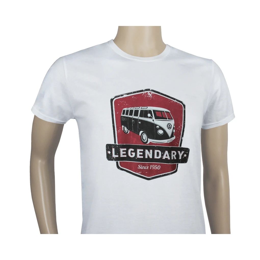 Volkswagen T1 Bulli Bus T-Shirt Unisex Legendary, Weiß/Rot