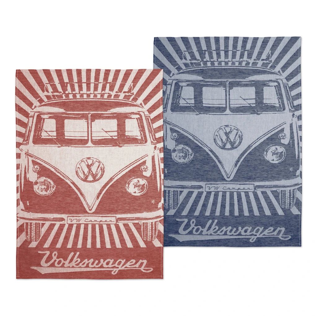 Volkswagen T1 Bus Geschirrtuch 2er Set - Strahlen, Rot und Blau